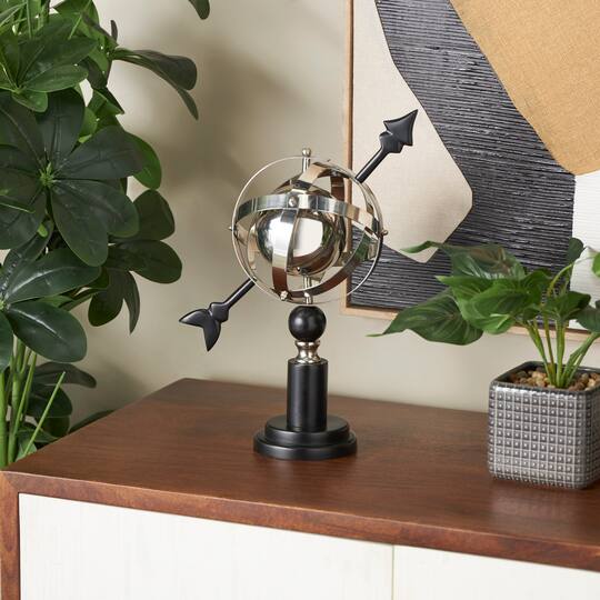 Black Stainless Steel Metal Armillary Globe